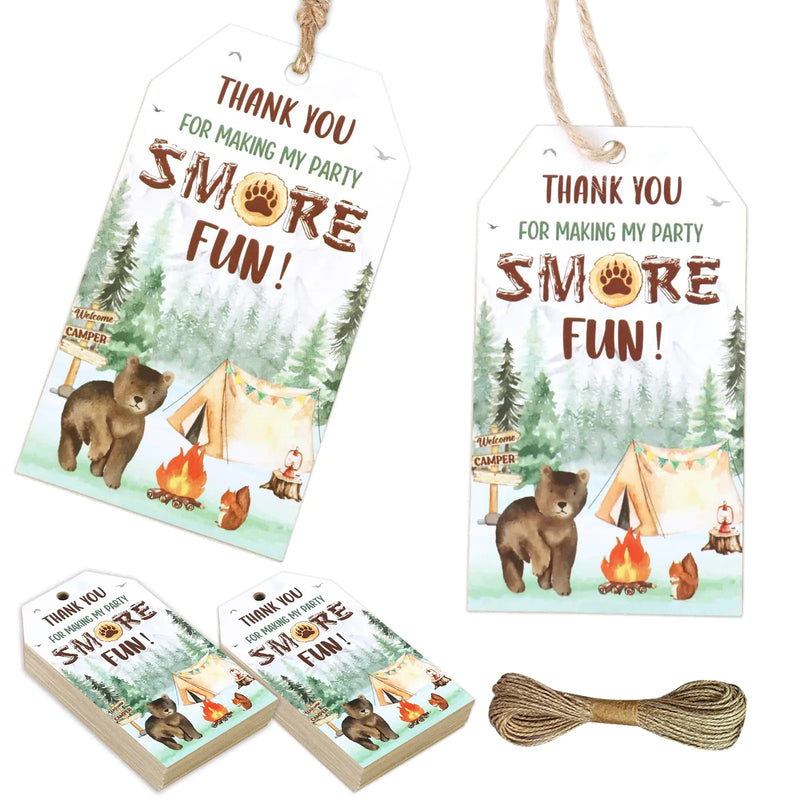 Campfire Smore Thank You Tags - 50pcs Camping Party Favors