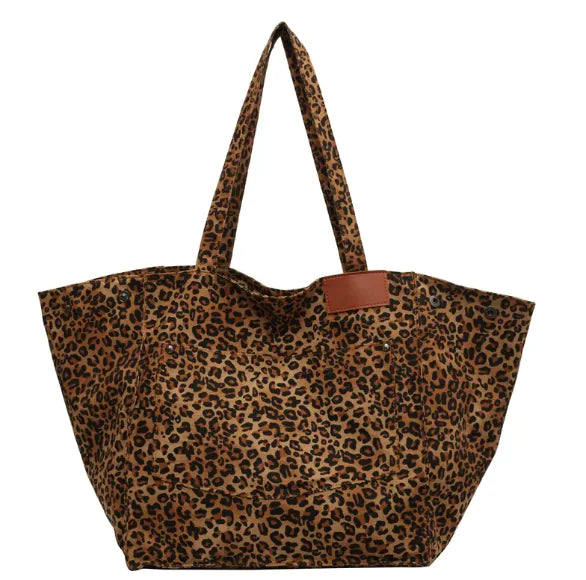 Leopard Print Canvas Tote Bag - Everyday Goods and Gadgets
