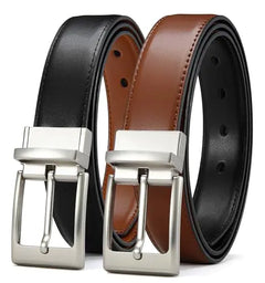 CHAOREN Dual-Style Leather Belt for Men - Reversible 1.25" Design