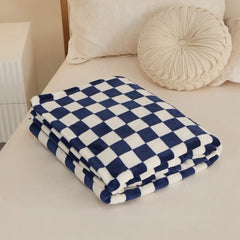 Chic Blue Plaid Flannel Throw