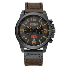 6-Needle Quartz Watch with Calendar and Waterproof Strap