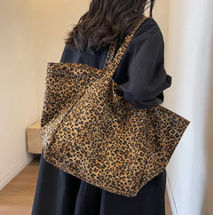 Leopard Print Canvas Tote Bag - Everyday Goods and Gadgets