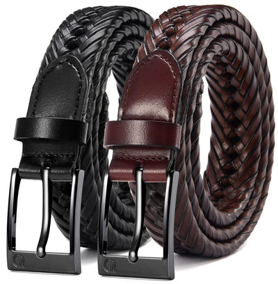 CHAOREN Men's Twin Braided Leather Belts - 1 1/8